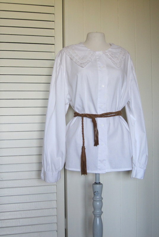 Vintage shirt blouse 80's 90's long sleeve white size S M L blouse oversized