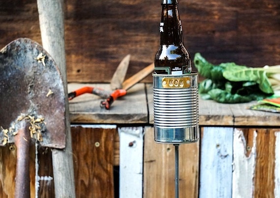 For Mom- Hobo Tin Can Beer Holder/ Garden Drink Holder