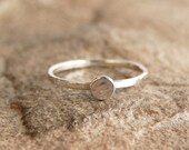 Small Hammered Sterling Silver Stacking Ring - Thin Band with Circle