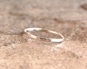 Small Hammered Sterling Silver Stacking Ring - Plain Thin Band