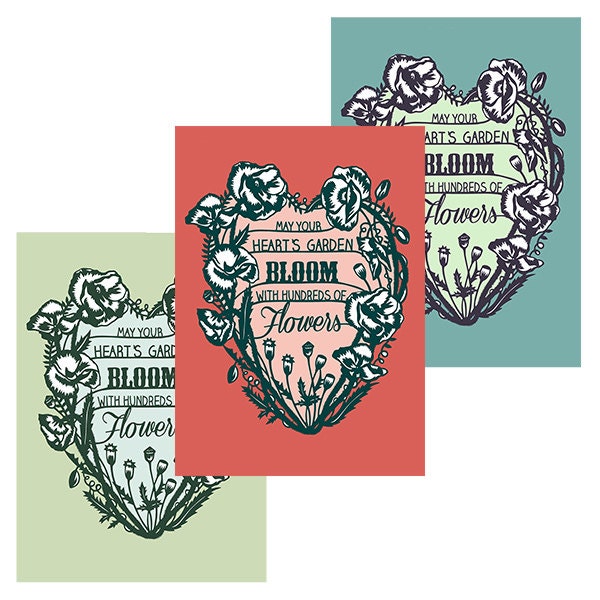 Your Heart's Garden - Print of Original Papercut - Inspirational Quote Illustration - 5x7