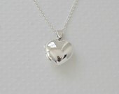 Silver heart locket necklace - sterling silver large heart shaped locket pendant - silver locket - tiffany inspired - simple jewelry - amore