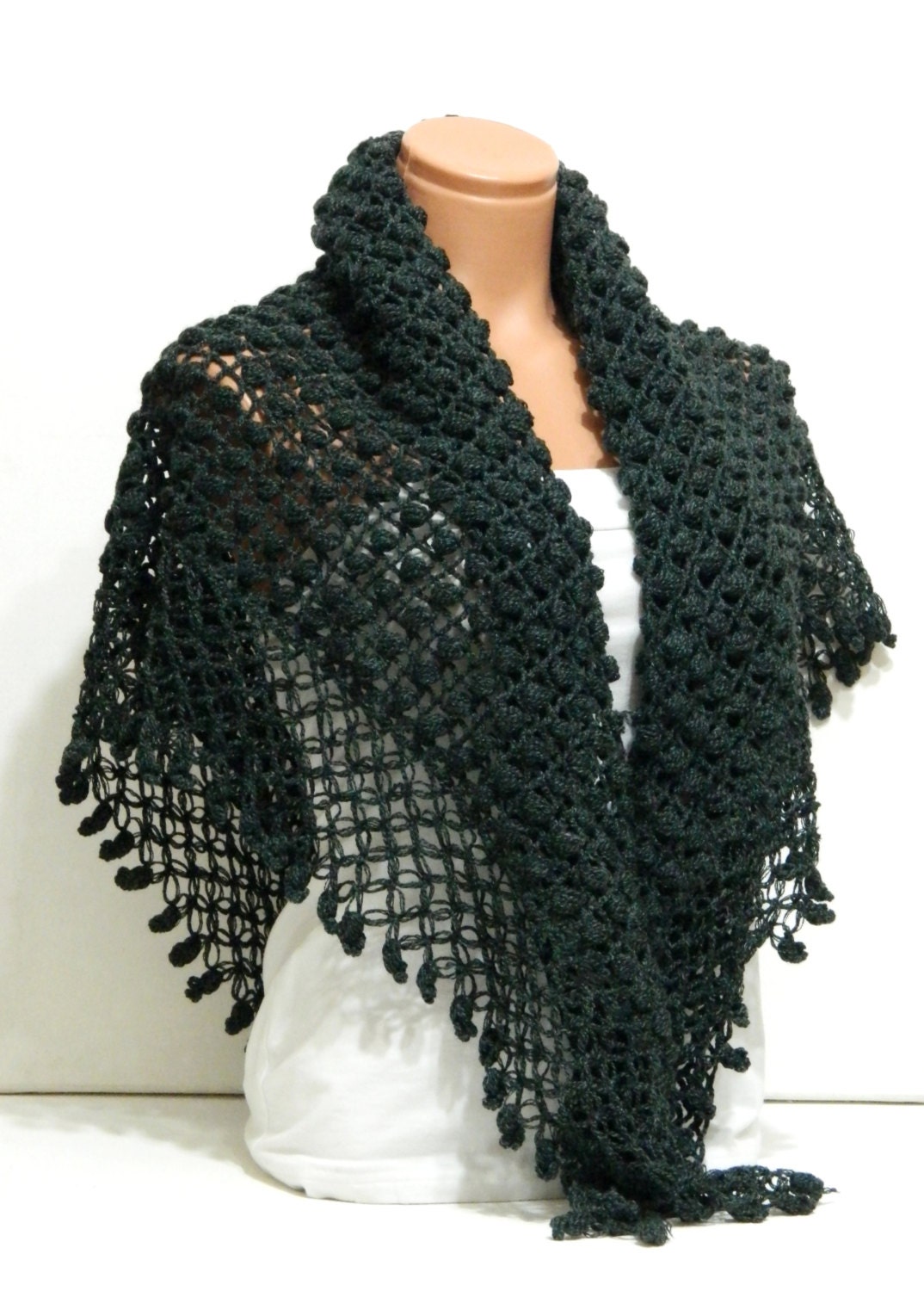 Hand Made Crochet Lace Shawl. Wrap Shrug.Dark grey shawl. Womens Accessory. Shawl, Capelet, Poncho, Wedding Shawl