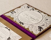 Sample Silk Folio Keepsake and Invitation Set - Mila - Purple Floral Illustrated Wedding Invitation