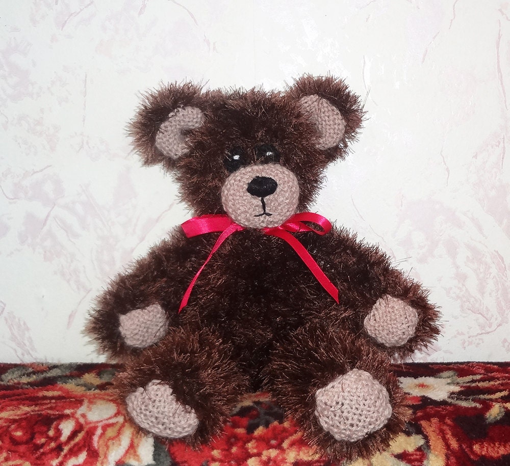 Hand Knit Toy - Soft Plush Teddy Bear