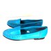 Turquoise Leather Loafer Flats 10 - Slip On Moccasin Skimmer 10