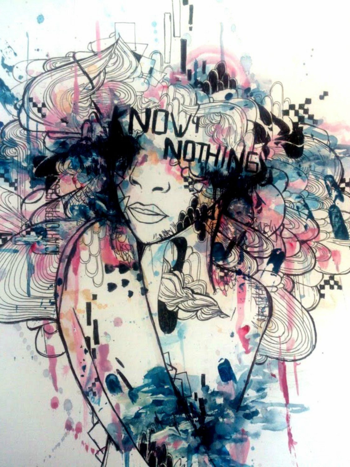 5x7 inch contemporary art, abstract art, portrait illustration photo art print. Surreal art portrait art illustration print.