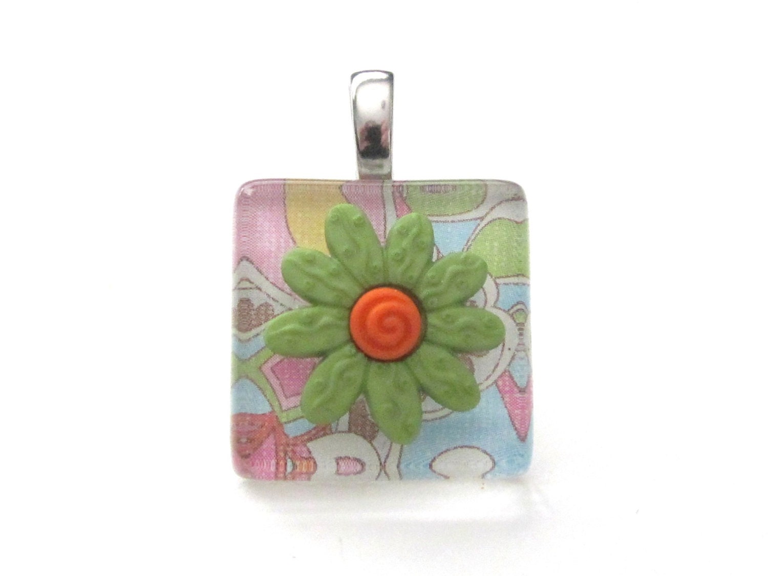 3D Green Flower Pendant