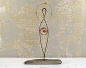 Trust Your Soul Wire Sculpture Angel - Primitive Rustic Folk Art Figure on Driftwood