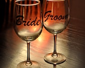 Bride Groom His and Her Wedding Toast Glasses