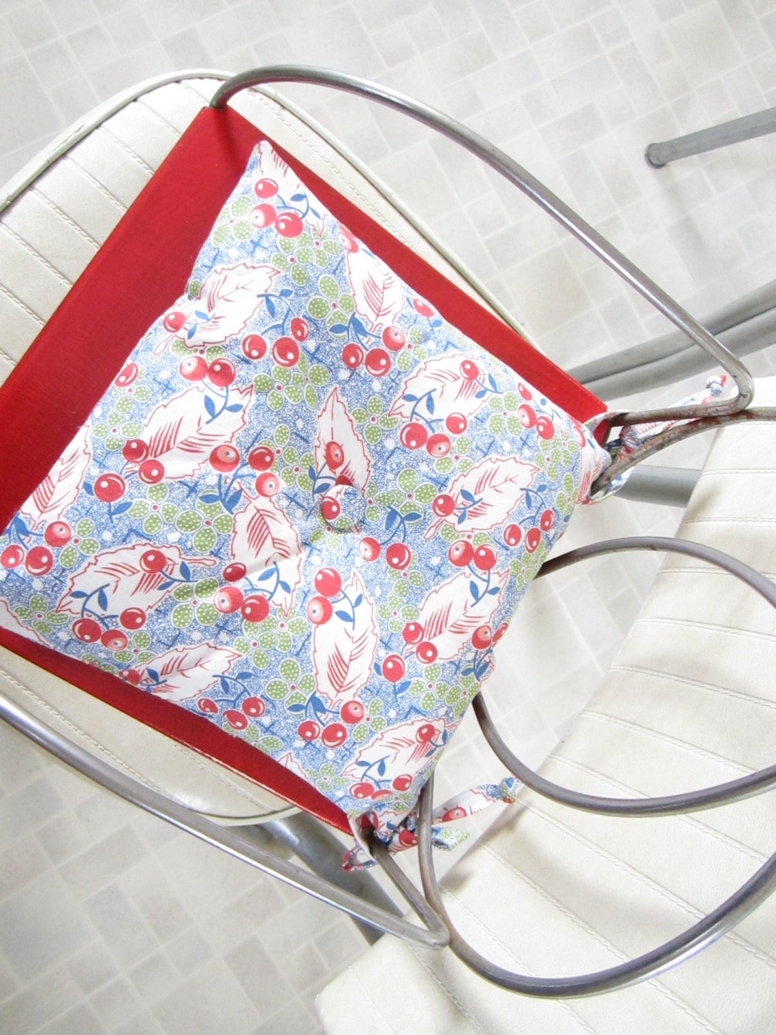 Vintage Kiddie Chair Booster with Handmade Cushion