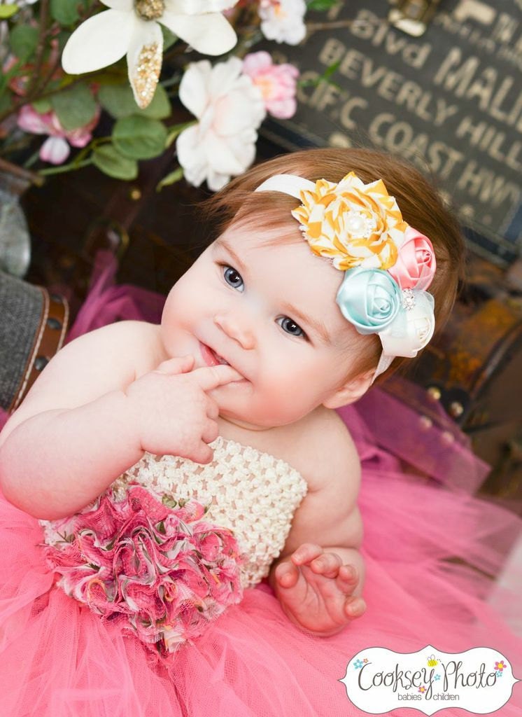 Newborn - Size 8 Ivory and Hot Pink Floral Tutu Dress (Add 8.00 listing to cart with this for 6-8 year size)