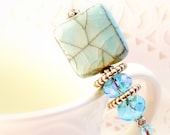 Womens pin accessory stick brooch hat lapel scarf shawl jewelry beaded brooch Southwest aqua light turquoise silver tagtteam