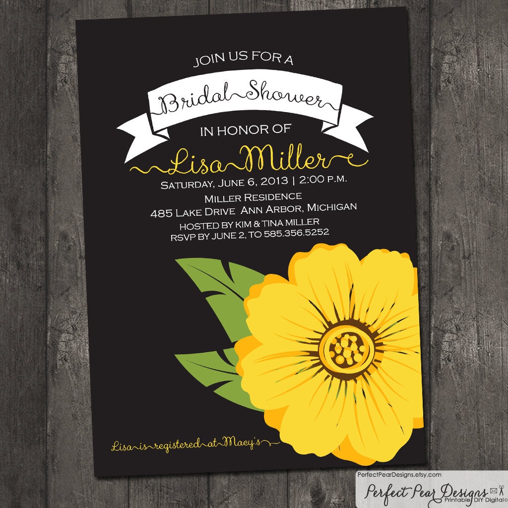 Bridal Shower Invitation Sunflower, Lemonade Yellow, Birthday Retirement Baby DIY Digital Printable