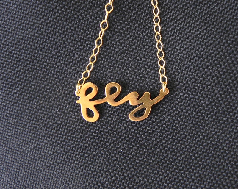 Handmade custom name necklace, handcut personalized gold plated sterling silver name