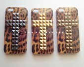 LEOPARD STUDDED CROSS iPhone 5 case-studs cover for iphone5,studs covers custom design,gold stud cross,studs revolution