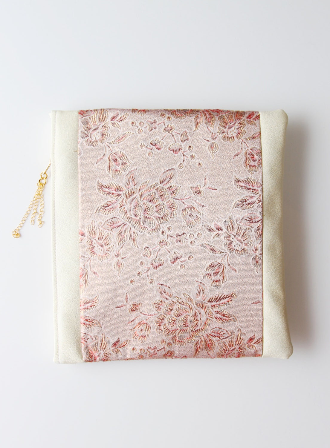 BLUSH/ Leather & Brocade convertible clutch