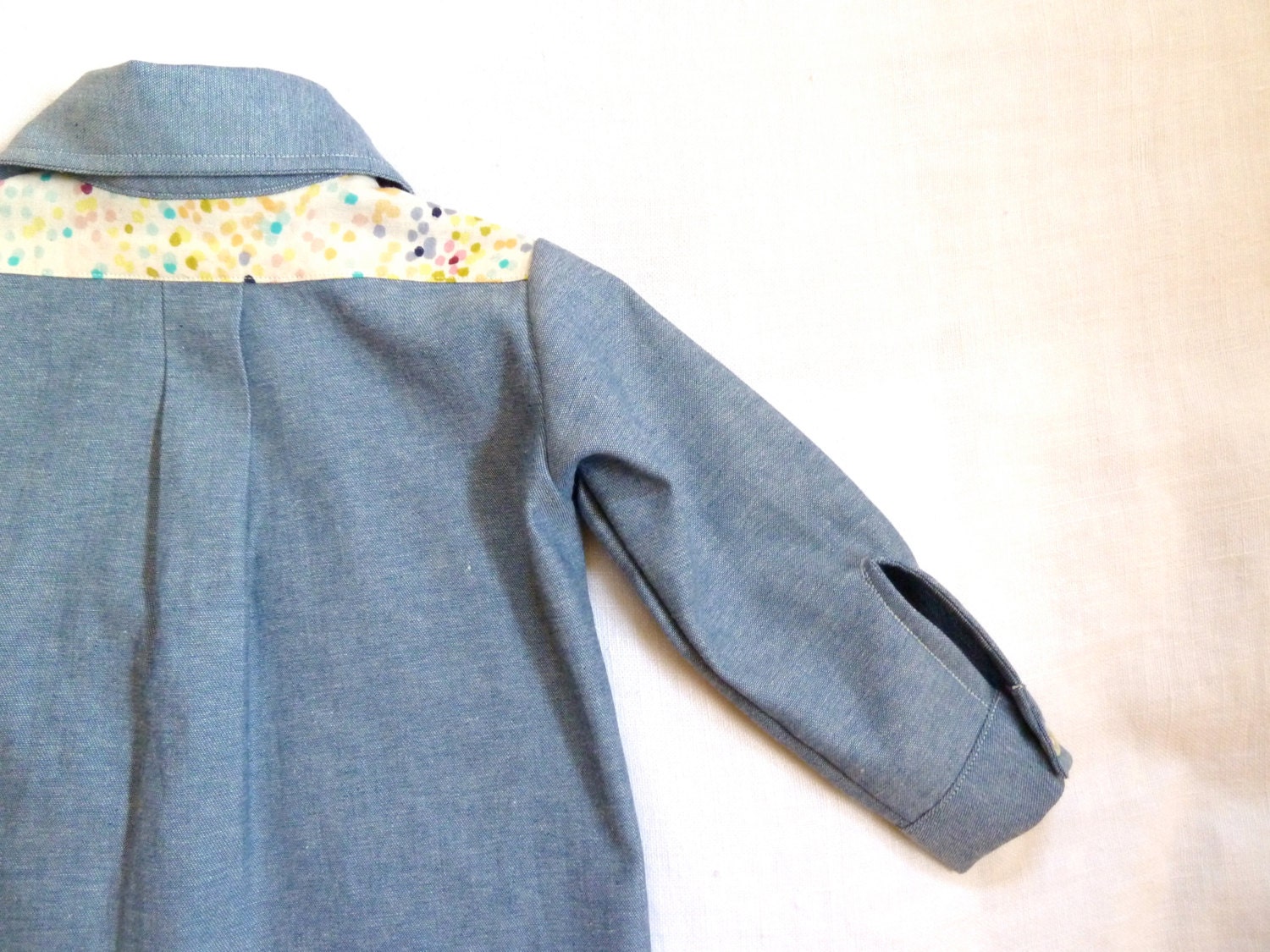 Denim and Nani Iro Long Sleeve Shirt for Babies and Children