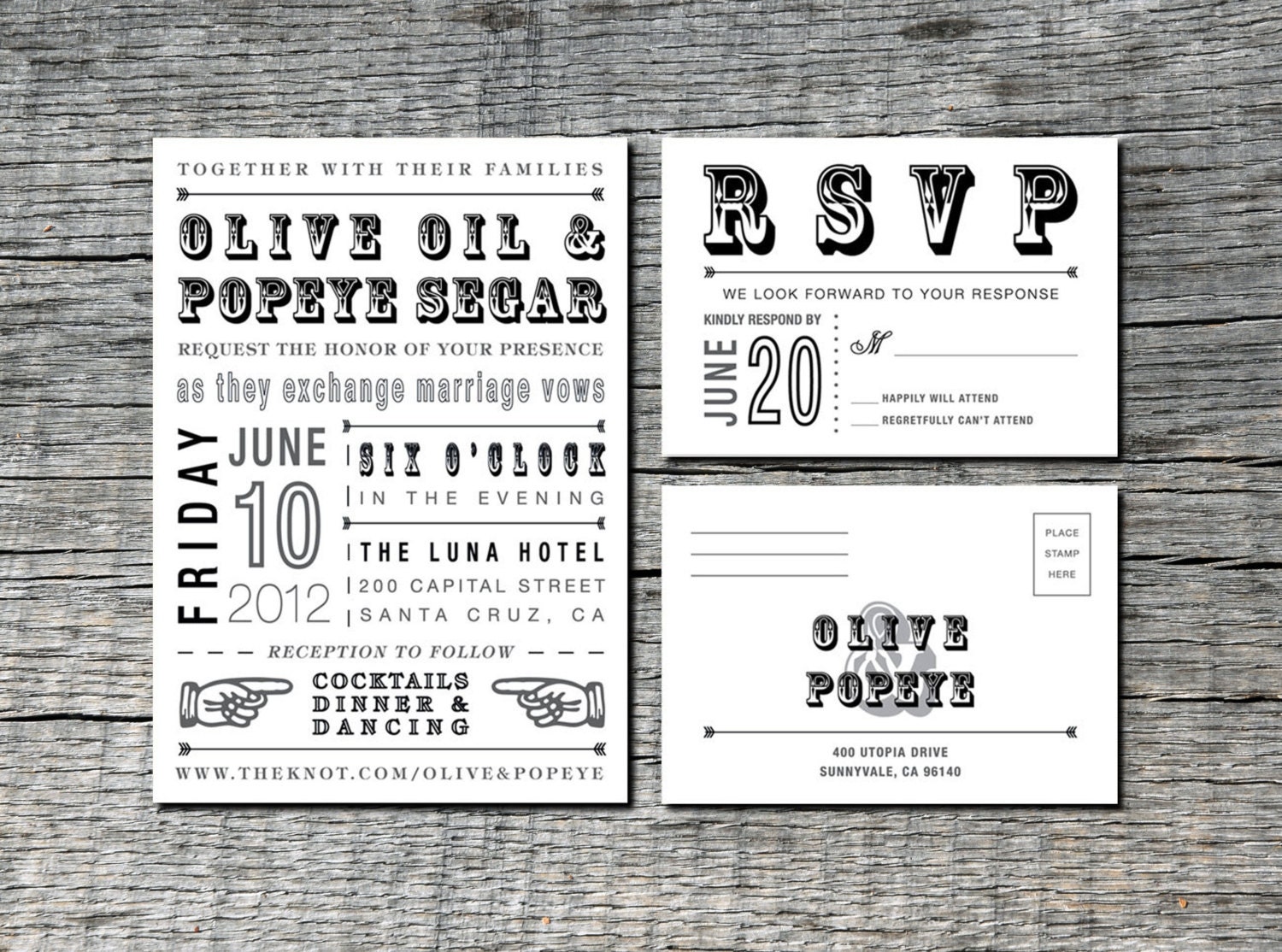 Rustic Inspired Wedding (Event) Invitation Card and RSVP Postcard - Typography with Old Fashioned Graphics - DIY Printable