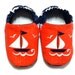 Nautical Baby Boy Shoes with Sail Boats (Orange)