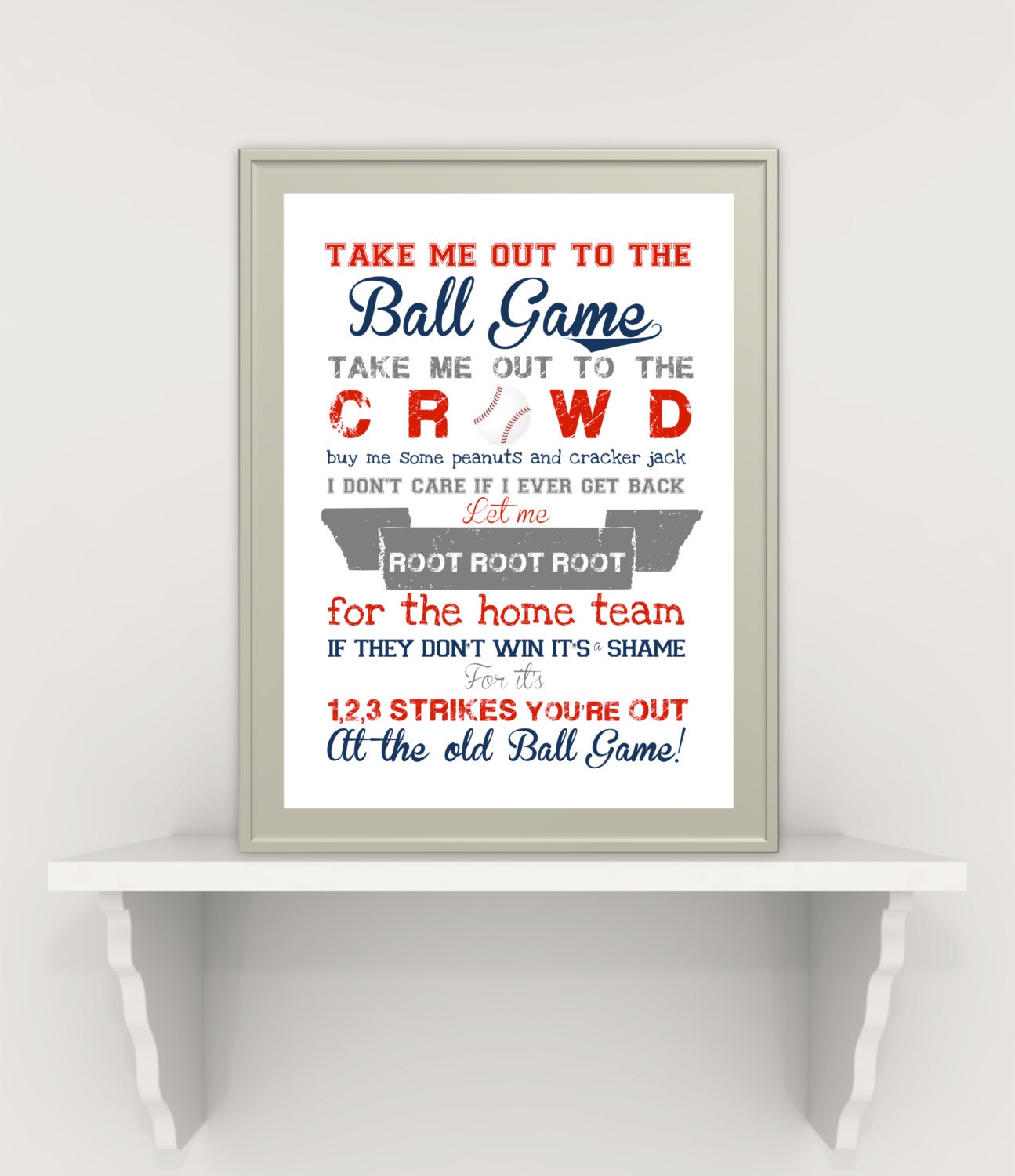 Take Me Out to the Ballgame Print - Nursery Art or Kids Room Art - Can be Personalized for Your Team :)