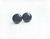 SALE Tiny black white polka dots stud earrings Post earrings gift for her