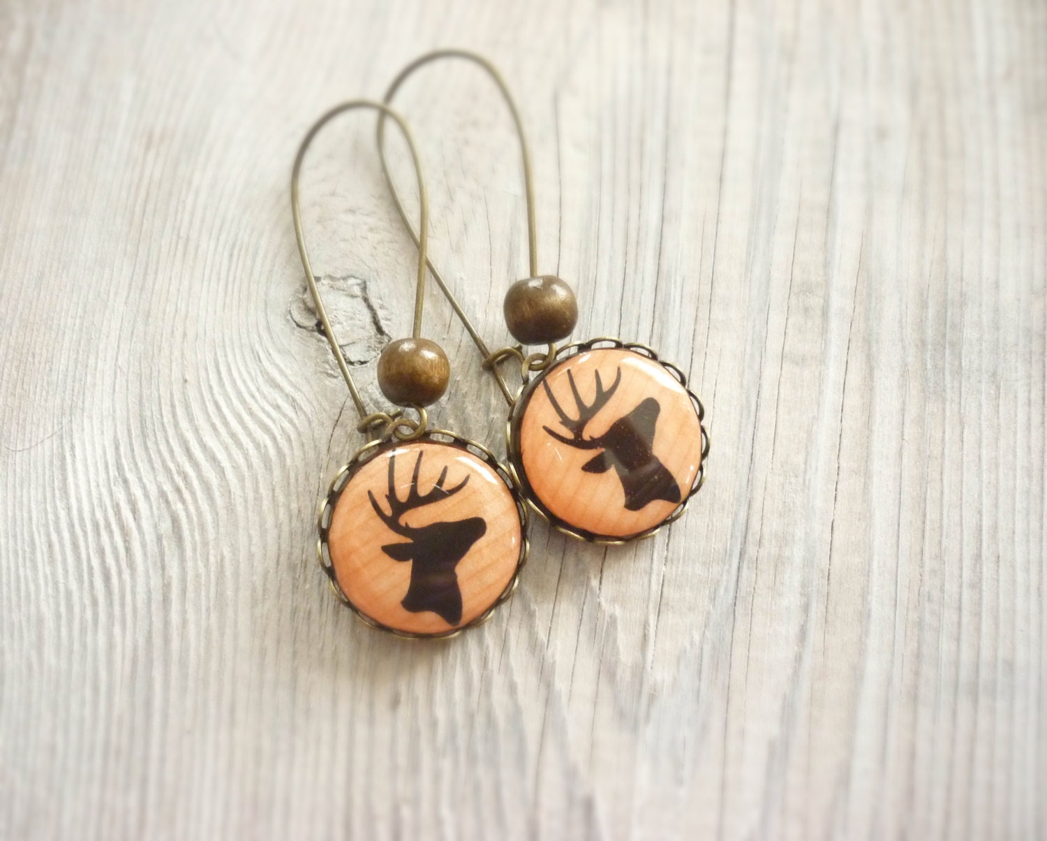 SALE Deer silhouette earrings, gift for her, reindeer jewelry