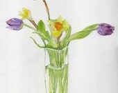 Flowers in Vase watercolour painting original