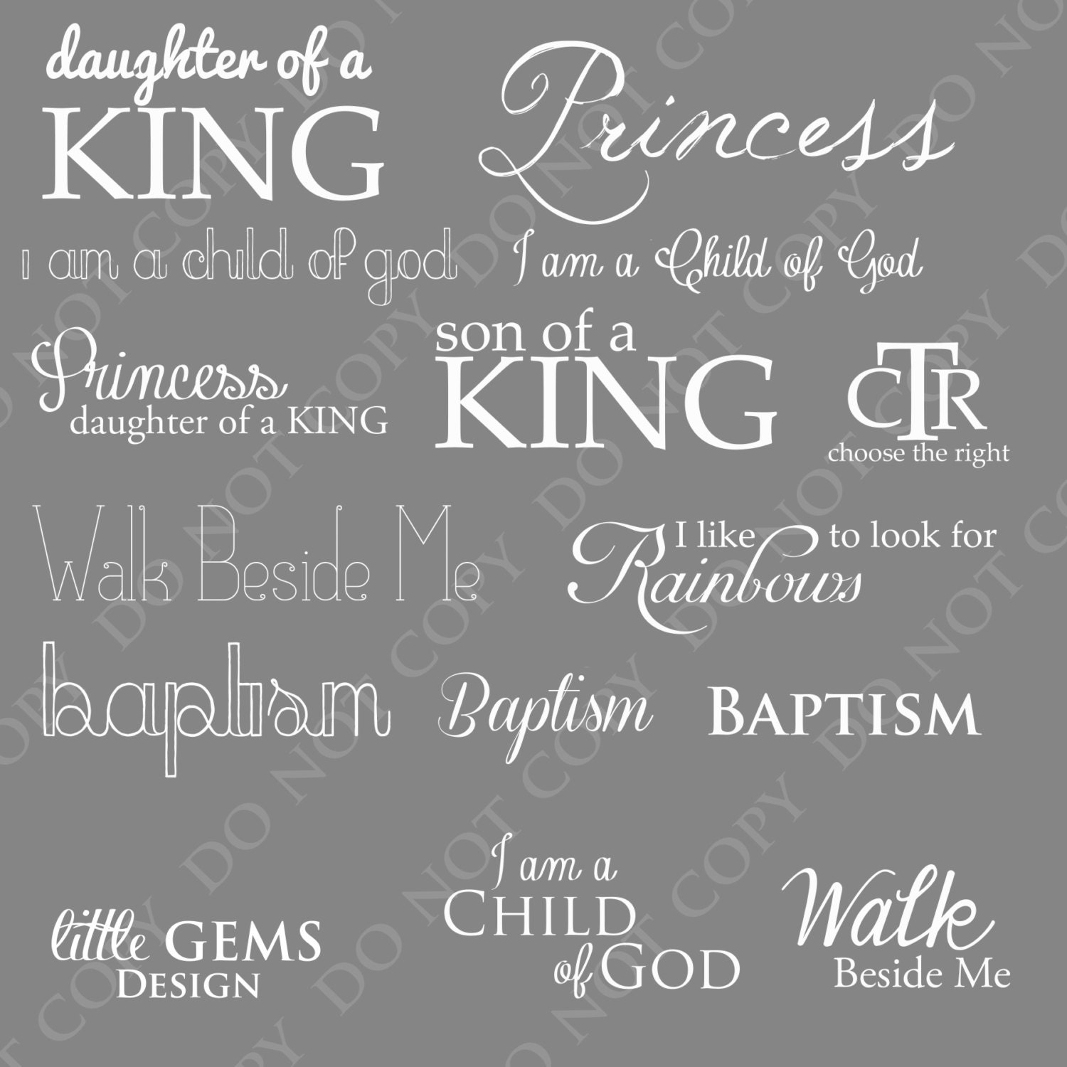 LDS Mormon Child of God Baptism Photoshop Brushes Word Art / Overlays for Photographers / chalk/ Clip Art / Stamps / Digital Scrapbooking