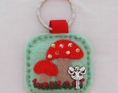 Fairy toadstool keyring - hand sewn - faerie - key fob