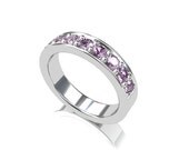 Lavender sapphire ring, white gold, wedding band, eternity, micro pave, purple sapphire, sapphire wedding, engagement ring