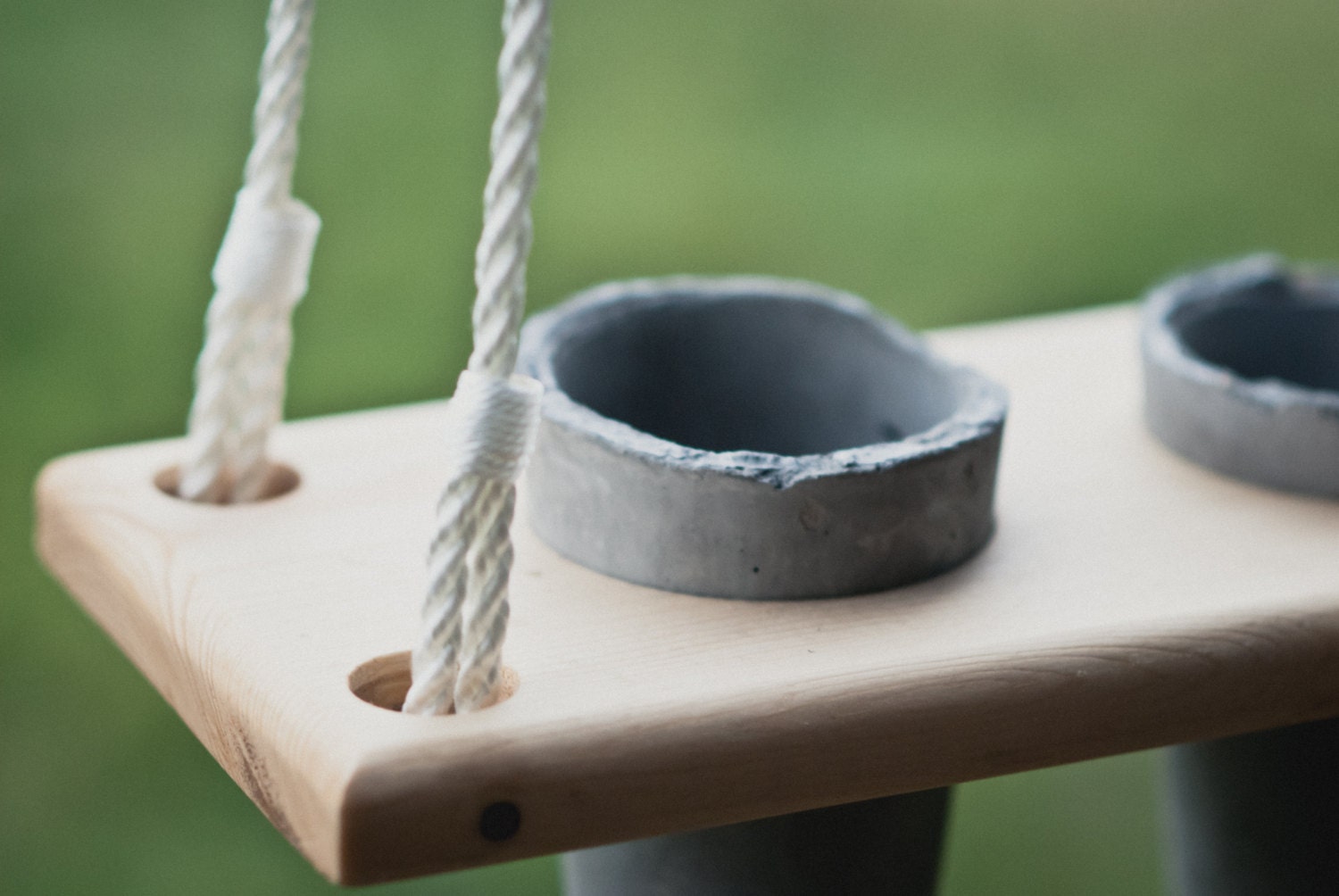 Concrete Vases with Wooden Hanger