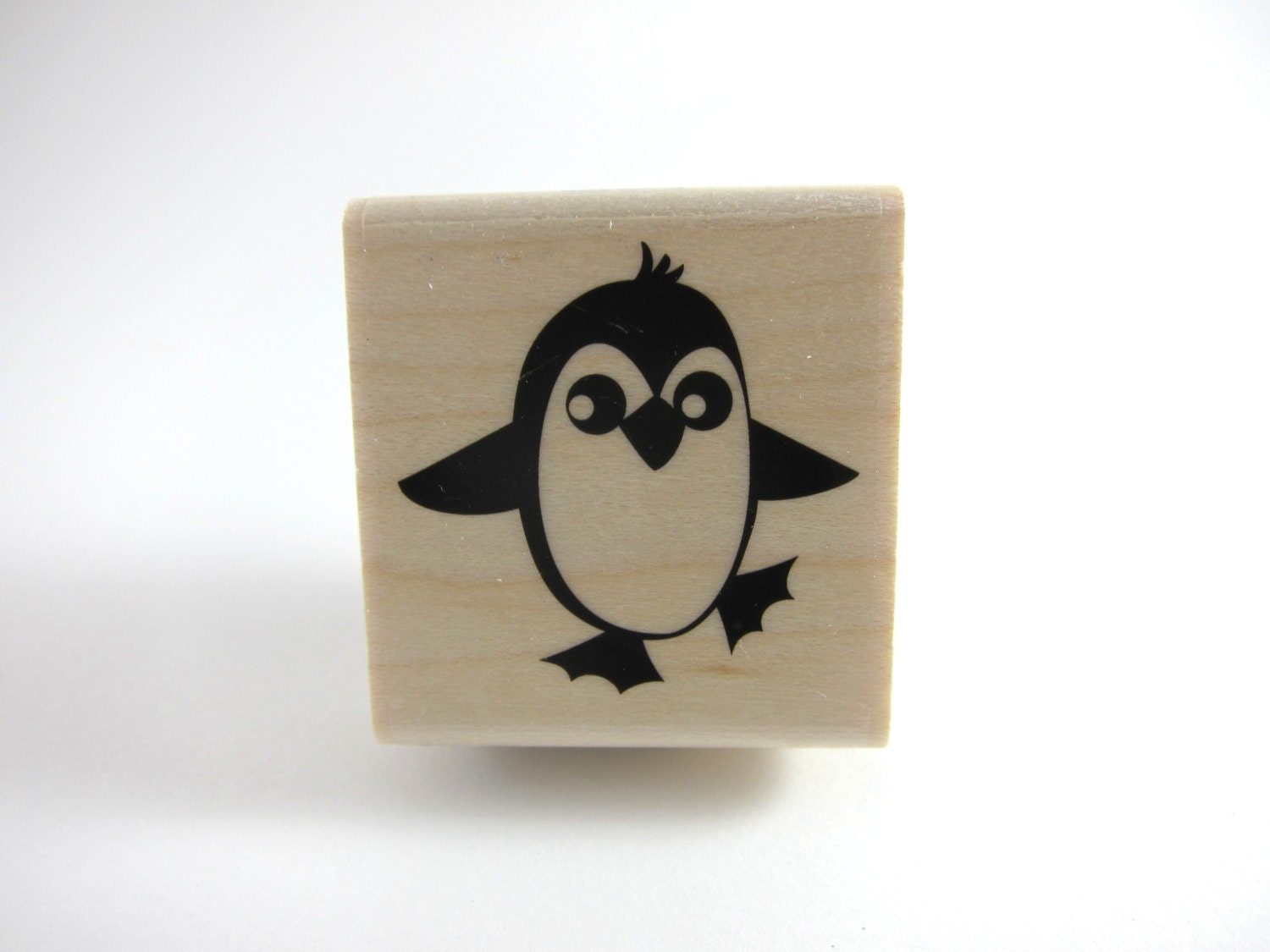 Cute Rubber Stamp - Wood Mounted Stamp - Penguin