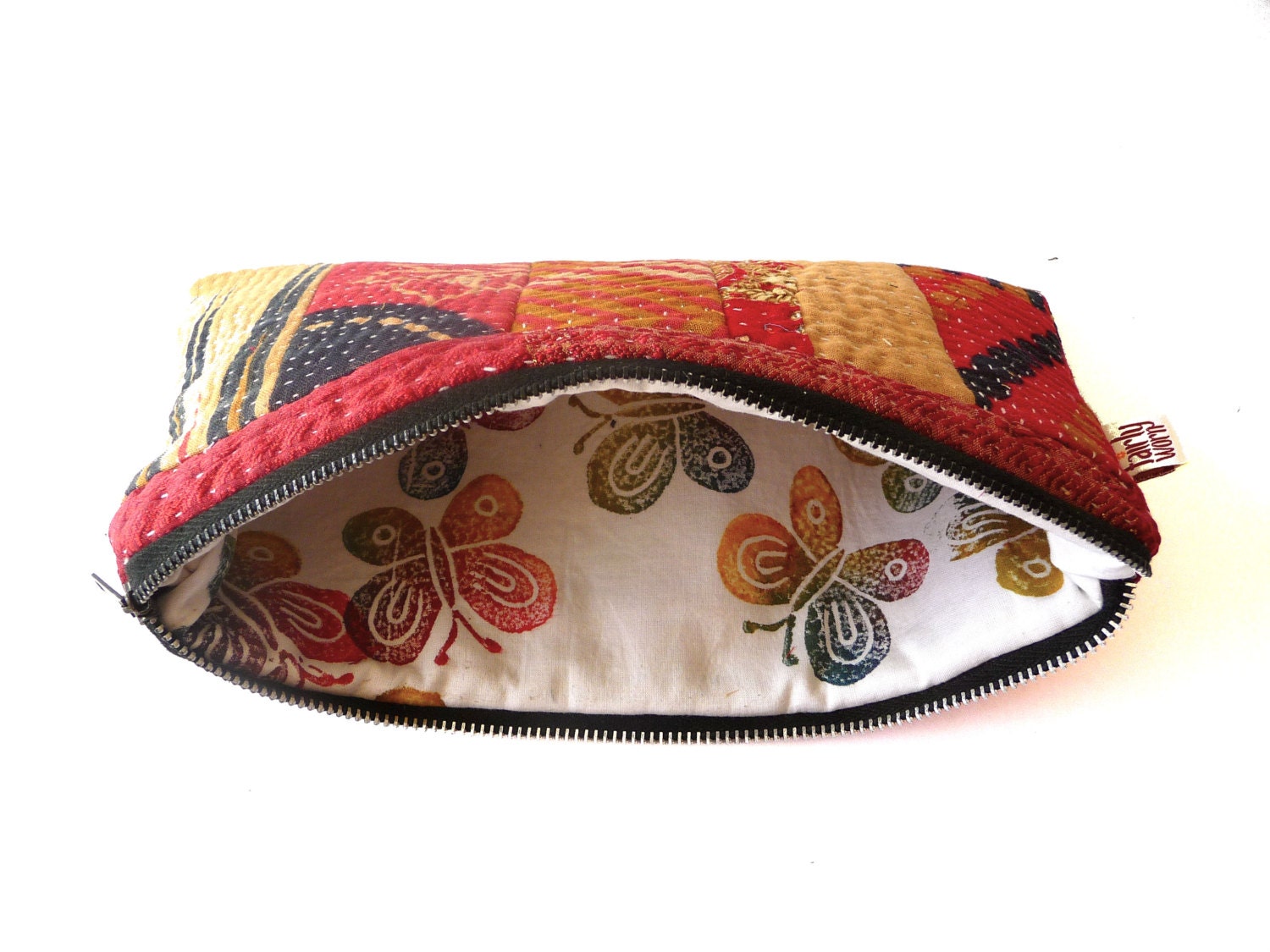recycled kantha makeup jewelry coin bag purse