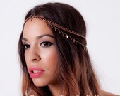 GRACE. Copper & evil eye/ hamsa hand charm head piece/head chain
