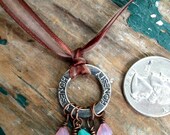 Honesty Necklace, Healing Jewelry, Charm, Czech Flower