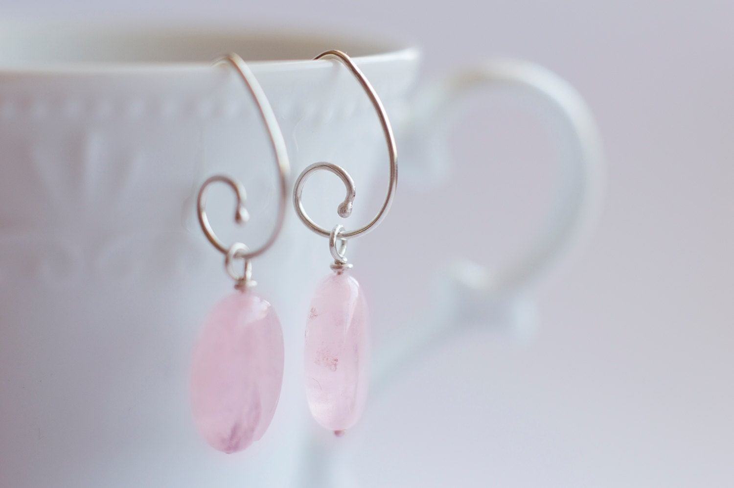 Silver Earrings with Rose Quartz