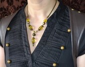 Beaded /Necklace 'Green and Foreign Lands' Multicultural Steampunk inspired costume jewellery