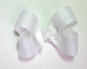 White 2 Inch Hair Clip - Girls Hair Bow - Baby Girl Hair Bow- Solid Color Boutique Bow on Alligator Clip Barrette