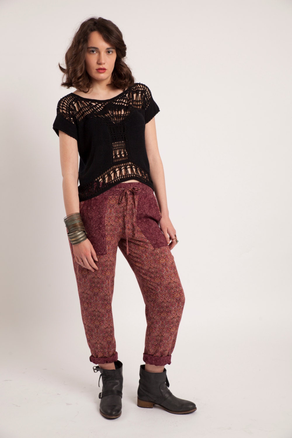 Bohemian printed pants, Comfy cotton pants, Summer pants