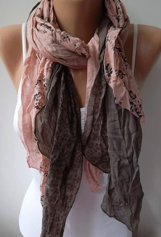 Scarf - Cotton -Elegant Scarf Cotton Scarf - brown/pink