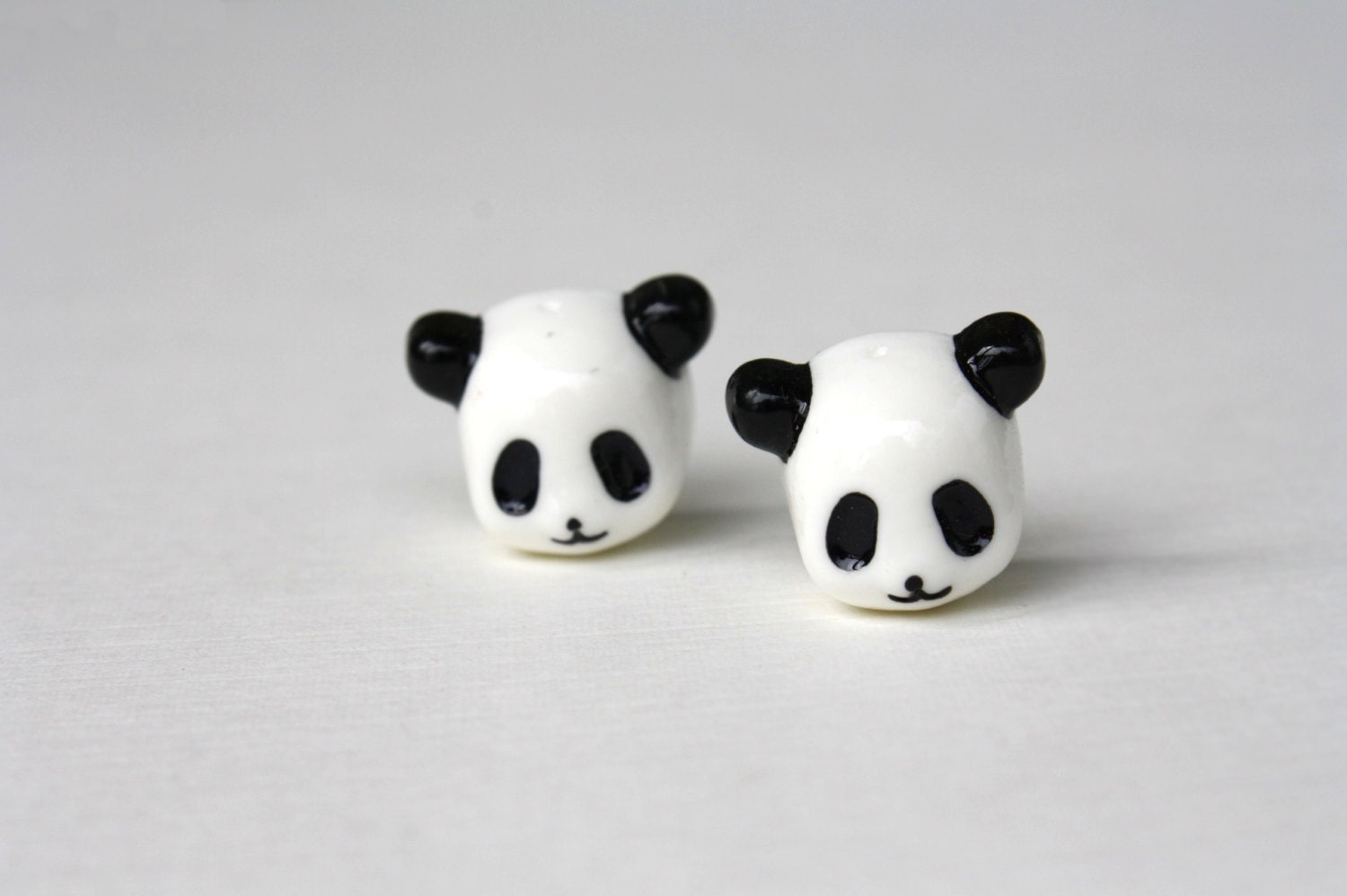 Baby Panda Earrings - Polymer Clay on Surgical Stainless Steel Stud Posts - Kawaii, Animal Earrings