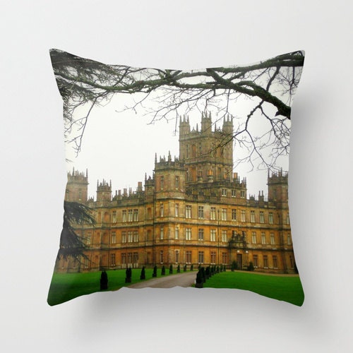 Decorative Pillow - Downton Abbey. Throw Pillow Cover. 16"x16". Home Decor. Housewares. Brown. Green. Pillow case.
