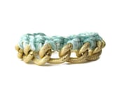 Green and Gold Chain Braided Bracelet
