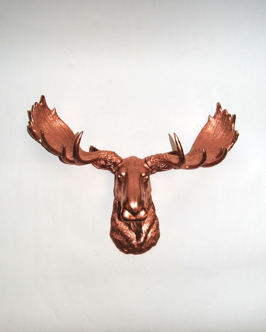 White Faux Taxidermy - Faux Moose Head - The Audi - Rose Gold Copper Resin Moose Head- Moose Resin Rose Gold Faux Taxidermy- Chic & Trendy