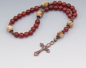 Anglican Prayer Beads, Carnelian Gemstone, Protestant Rosary Chaplet
