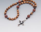 Anglican Rosary, Wood and Jasper Gemstone, Christian Prayer Beads