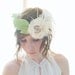 Roaring 20s, Flapper crown green leaf and feather, flower crown, paper leaves Halo, green and cream hair crown