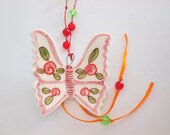 Sweet rose pink ceramic butterfly - home decoration - wall hanging ornament