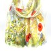 Poppies Daisies Scarf. Hand Painted Silk Shawl. Women Scarf. Gift for Her. Floral Straw Shawl. 14x71 in. (35x180cm). Ready2Ship.
